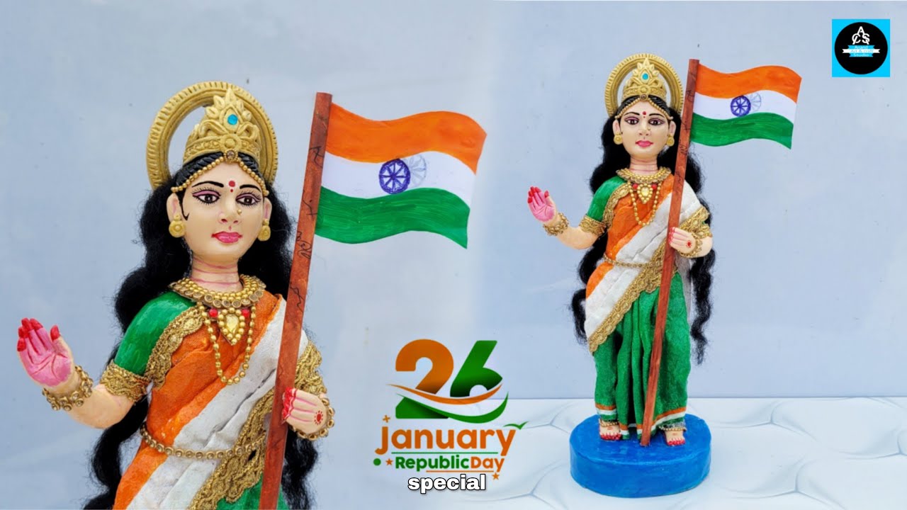 🇮🇳भारत माता की मूर्ति बनाना सीखें/Bharat Mata idol making at home/republic day special
