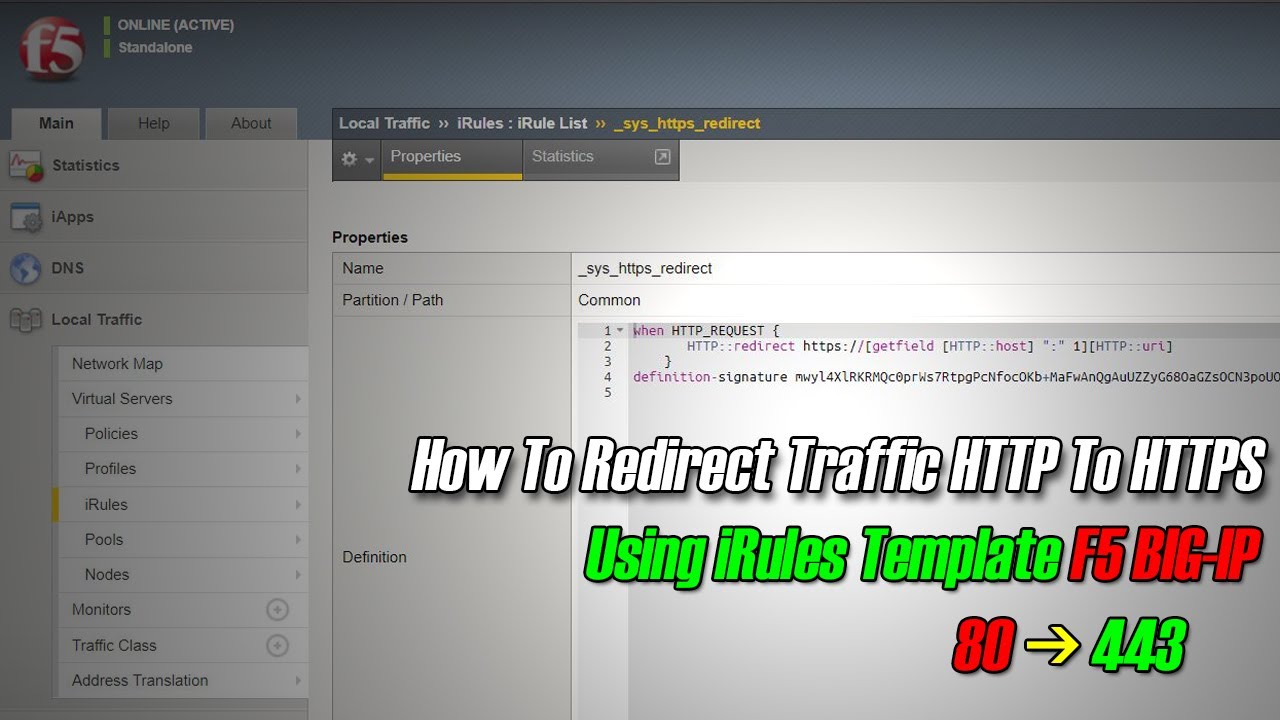 How To Redirect Traffic HTTP To HTTPS Using iRules Template F5 BIG-IP