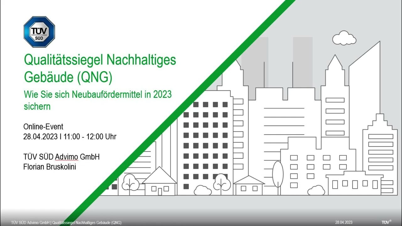 Qualitätssiegel Nachhaltiges Gebäude QNG  - Wie Sie sich Neubaufördermittel in 2023 sichern Webinar