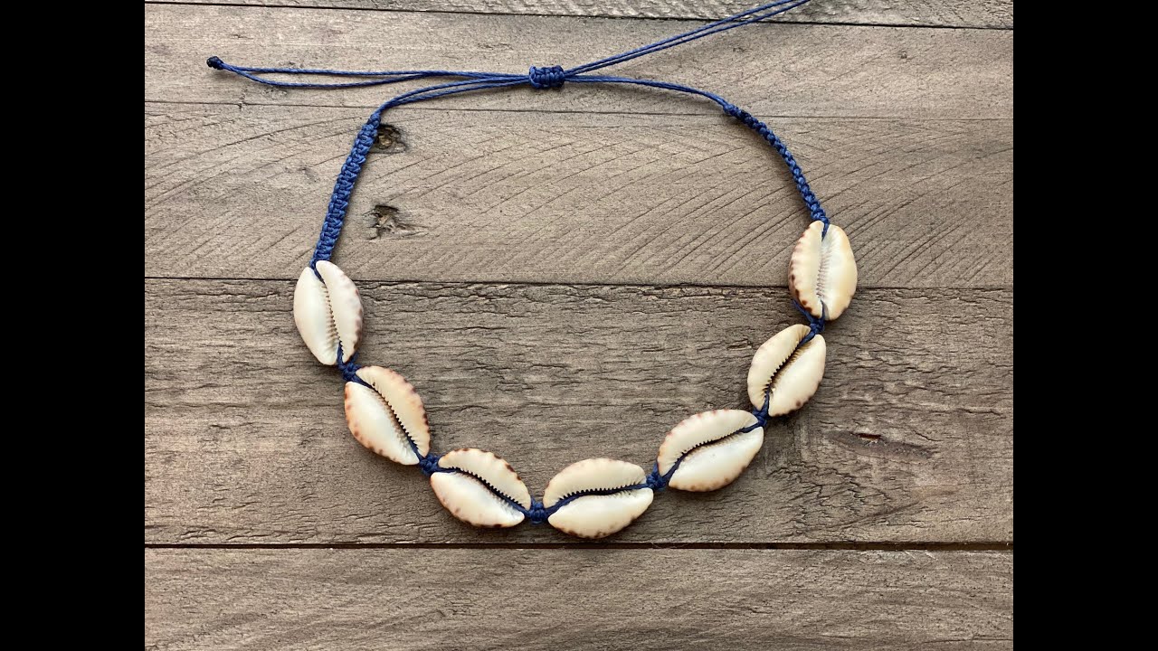 shell necklace tutorial macrame, jewelry DIY.