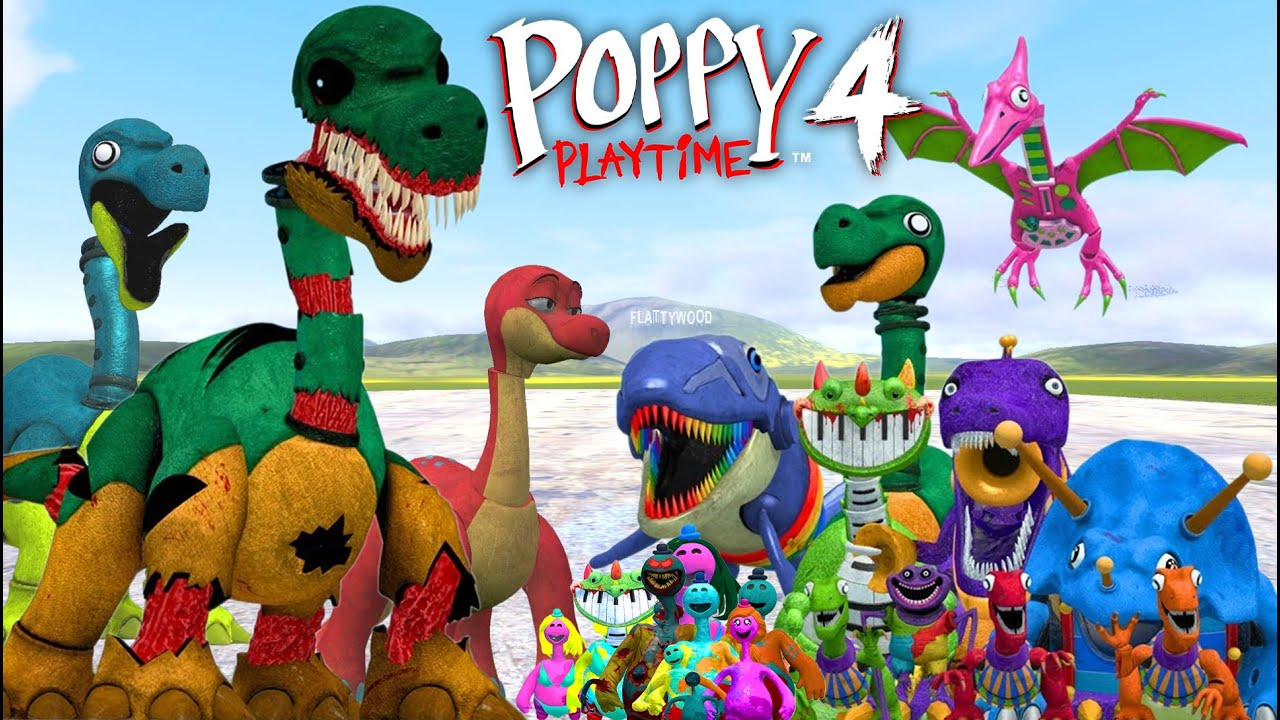 New Cursed Brontoflute Vs All Dino Toy From Pianosaurus Family Poppy Playtime 4 New In Garry's Mod!