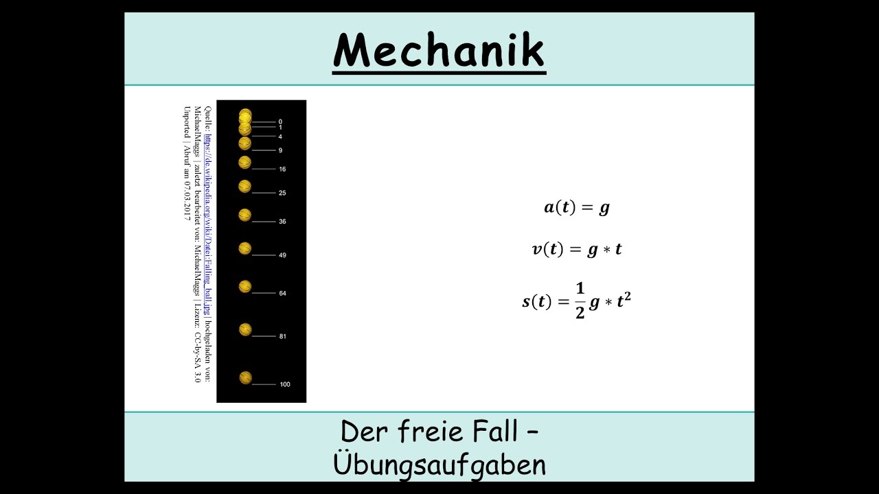 Der freie Fall &ndash; eine paar &Uuml;bungsaufgaben (Erdbeschleunigung | Kinematik | Mechanik)