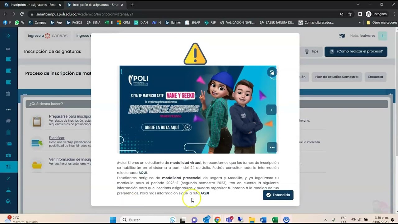 INSCRIPCIÓN DE MATERIAS 2023 2 POLI