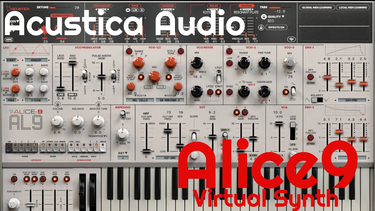 Alice9 Virtual Synth by Acustica Audio (No Talking)