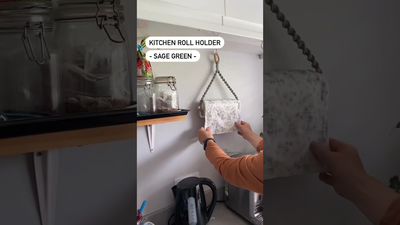 Kitchen roll holder - sage green - #macrame #kitchen #shopsmalluk #kitchenitems #homedecor