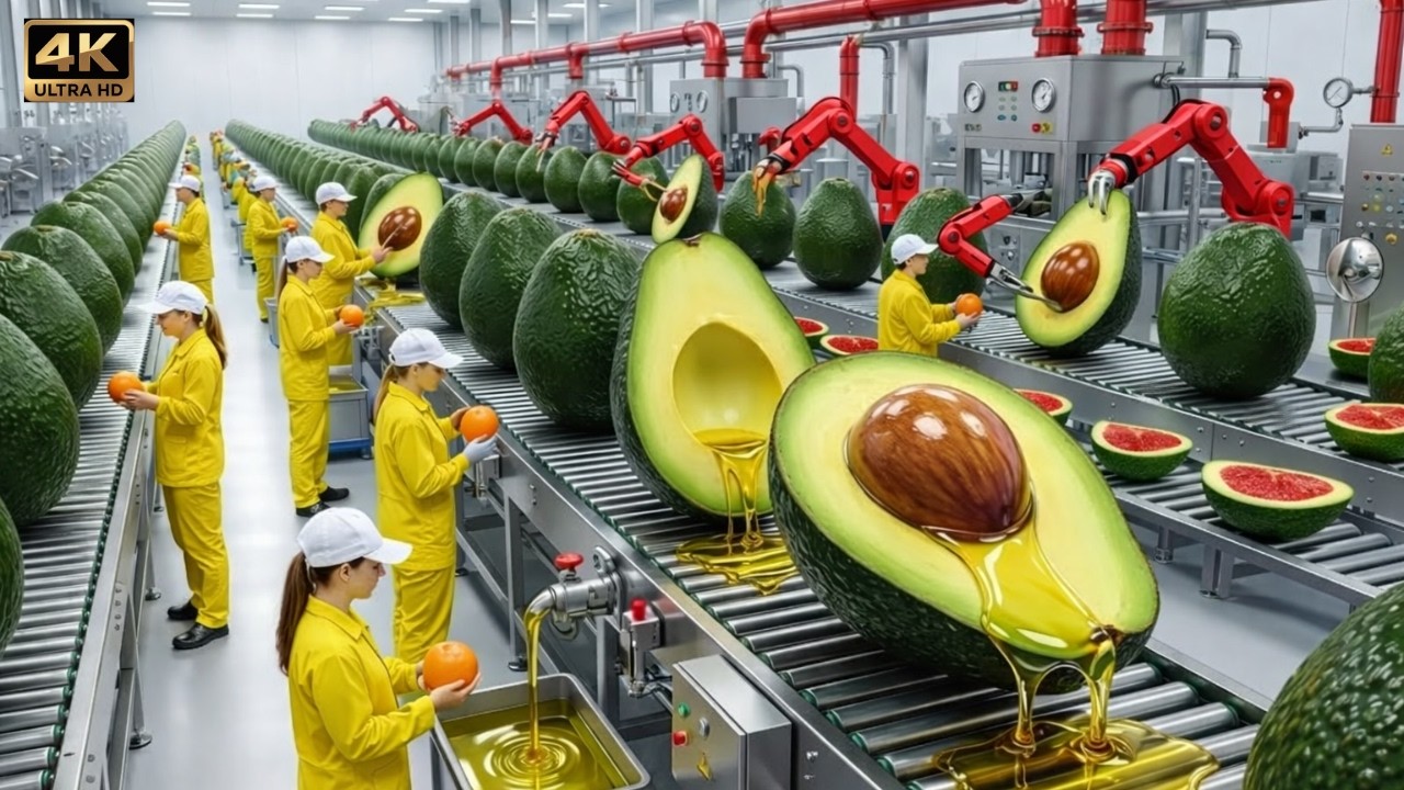 Inside a Modern Avocado Factory: From seed to a bottle of avocado oil(Full Process)