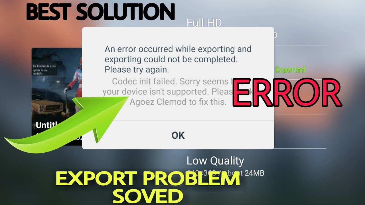 why Error Occured while exporting please try again|| kinemaster video exporting error problem solved