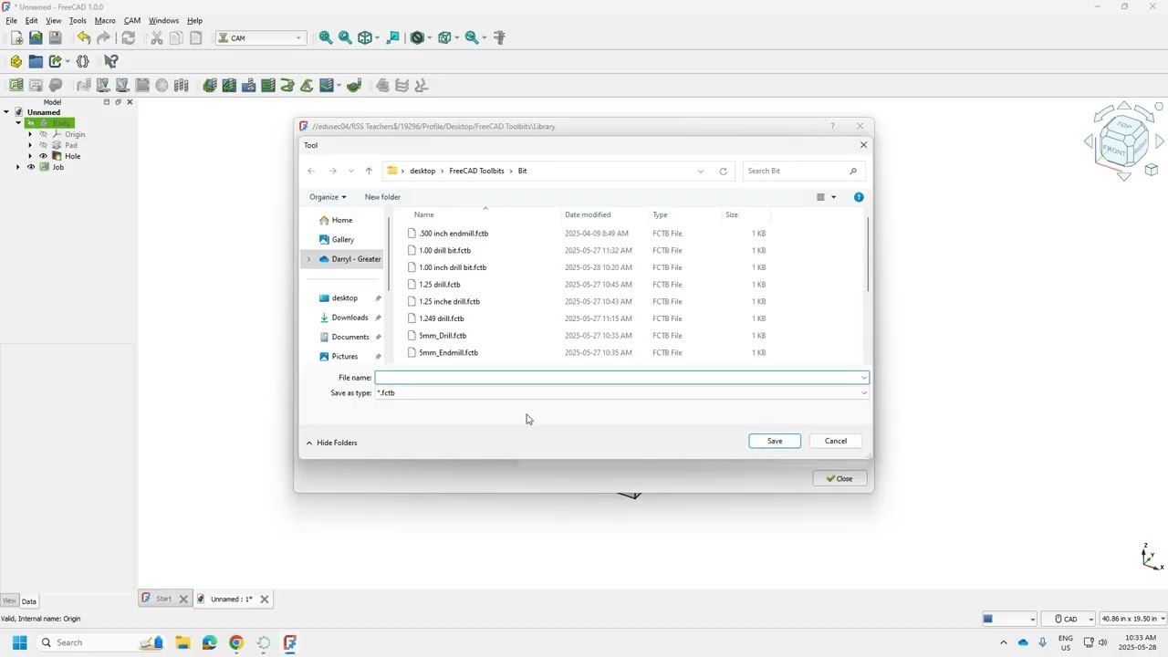 FreeCAD CAM Creating a tool in the Tool Library.