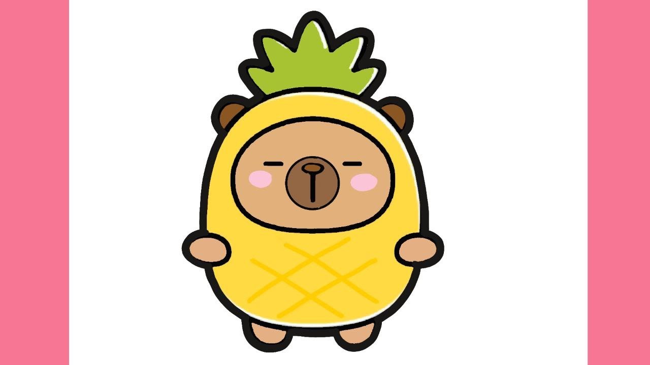 CÓMO DIBUJAR UNA CAPIBARA PIÑA KAWAII ❤ Dibujos para dibujar