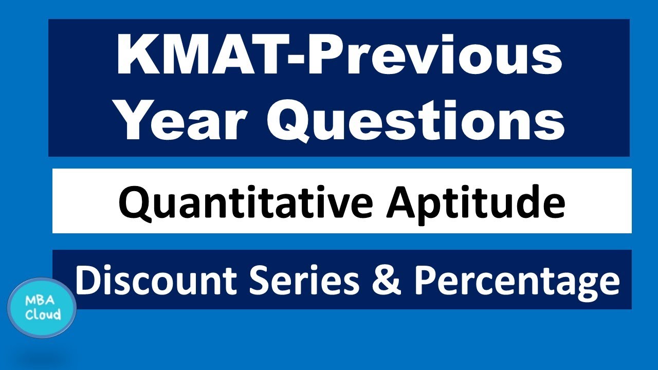 KMAT Previous Year Questions| Quantitative Aptitude| Discount and Percentage