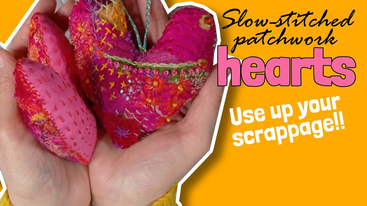 Arty Farty Hearties Swap || Slow-stitched patchwork