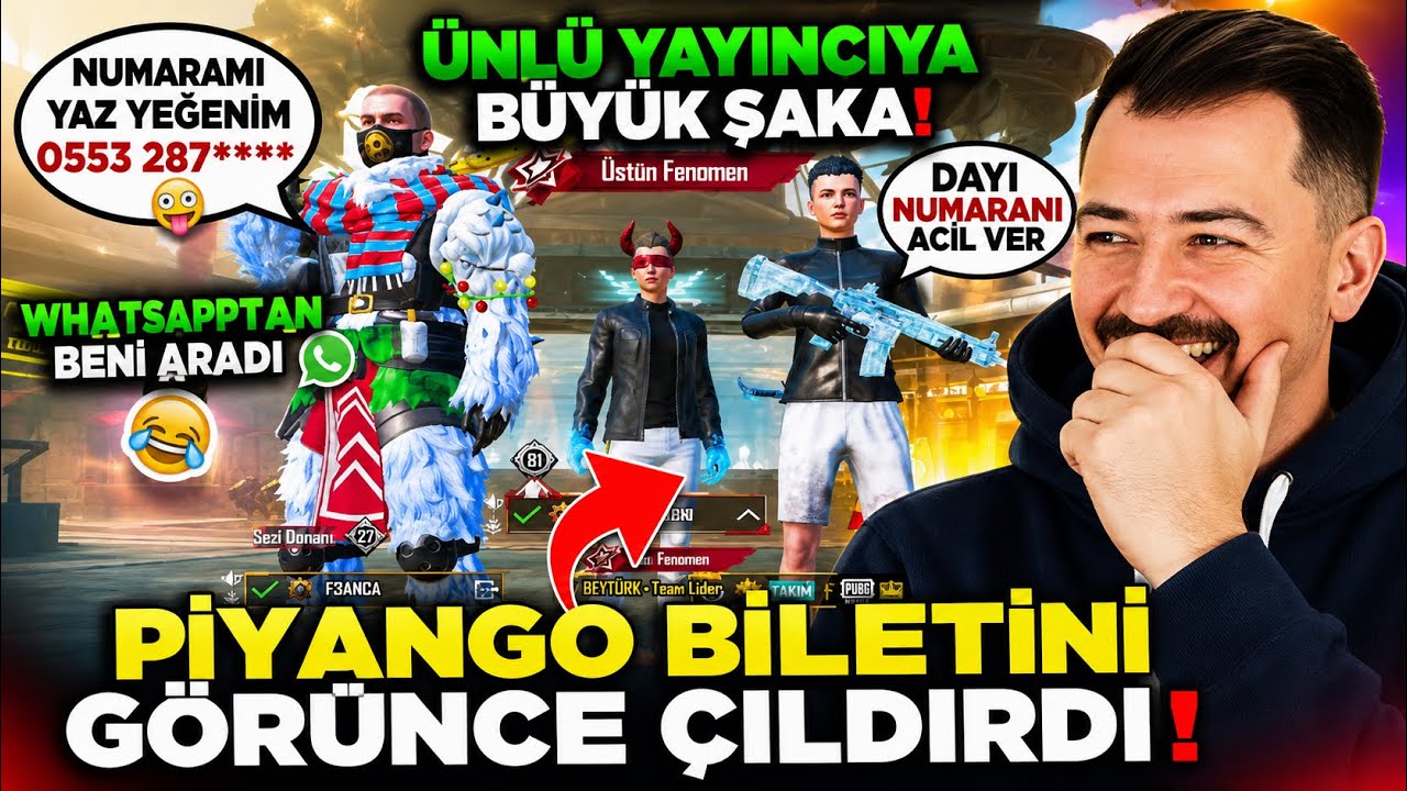 ÜNLÜ YAYINCIYA BÜYÜK ŞAKA: PİYANGO BİLETİNİ GÖRÜNCE ÇILDIRDI! - Pubg Mobile Troll