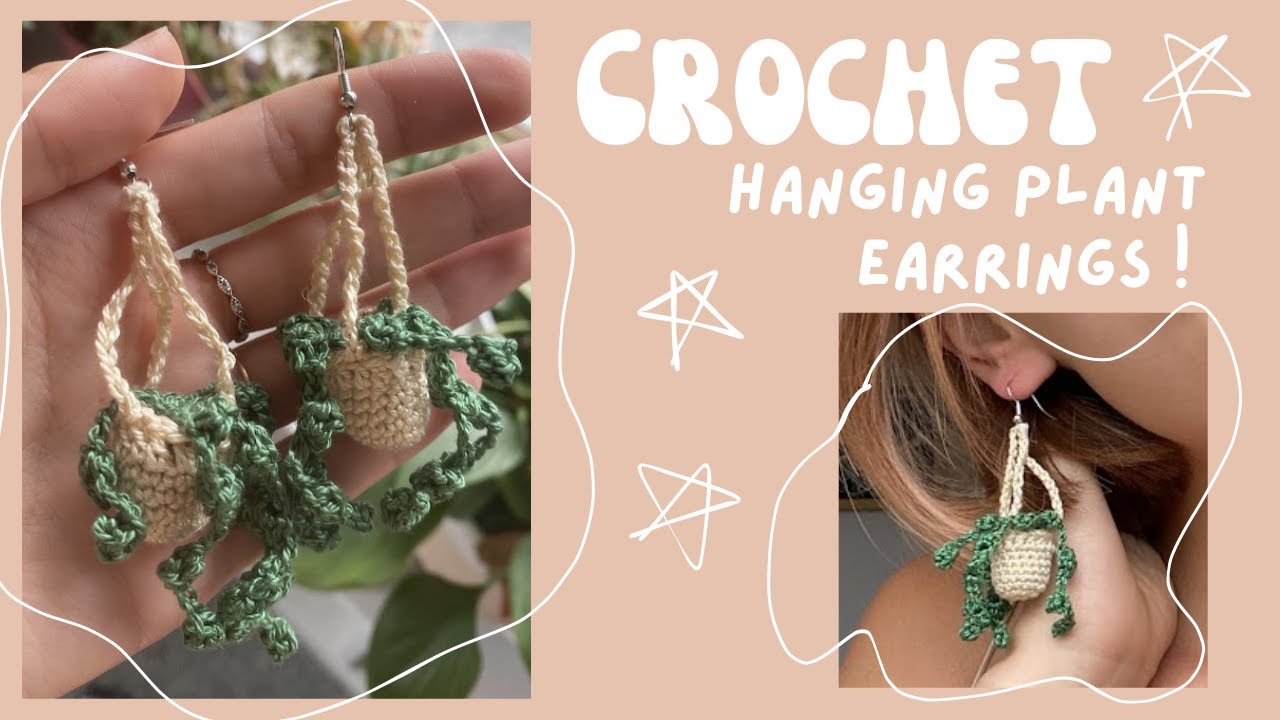 CROCHET hanging plant tutorial || tiny crochet earrings or keychain
