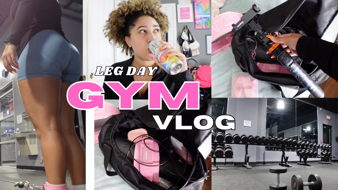 GYM VLOG🍑💪🏽|| fit details, leg day, glute day, what's in my gym bag