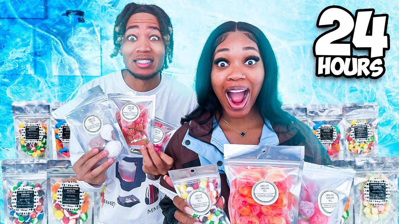 EATING FREEZE DRIED CANDY FOR 24 HOURS!