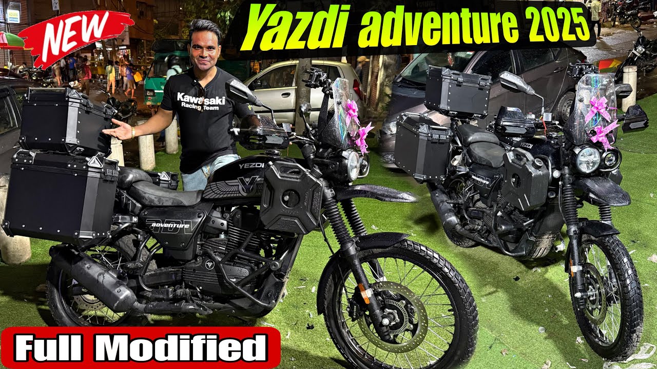 yezdi adventure 2025 fully modified | yezdi adventure crash Guard | top box side panniers