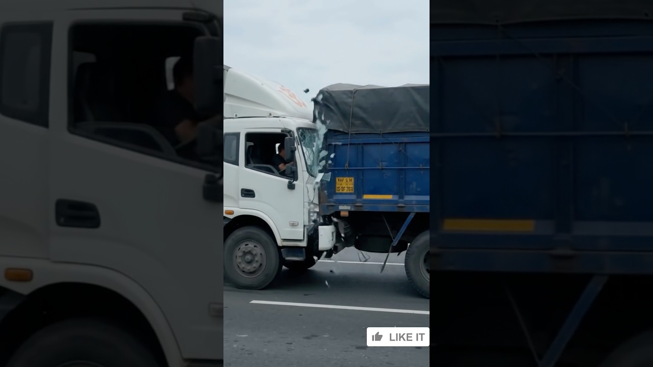 Speeding Truck Rear-Ends Another Truck! #RearEndCrash#TruckAccident#HighwayCrash#SpeedKills#Shocking