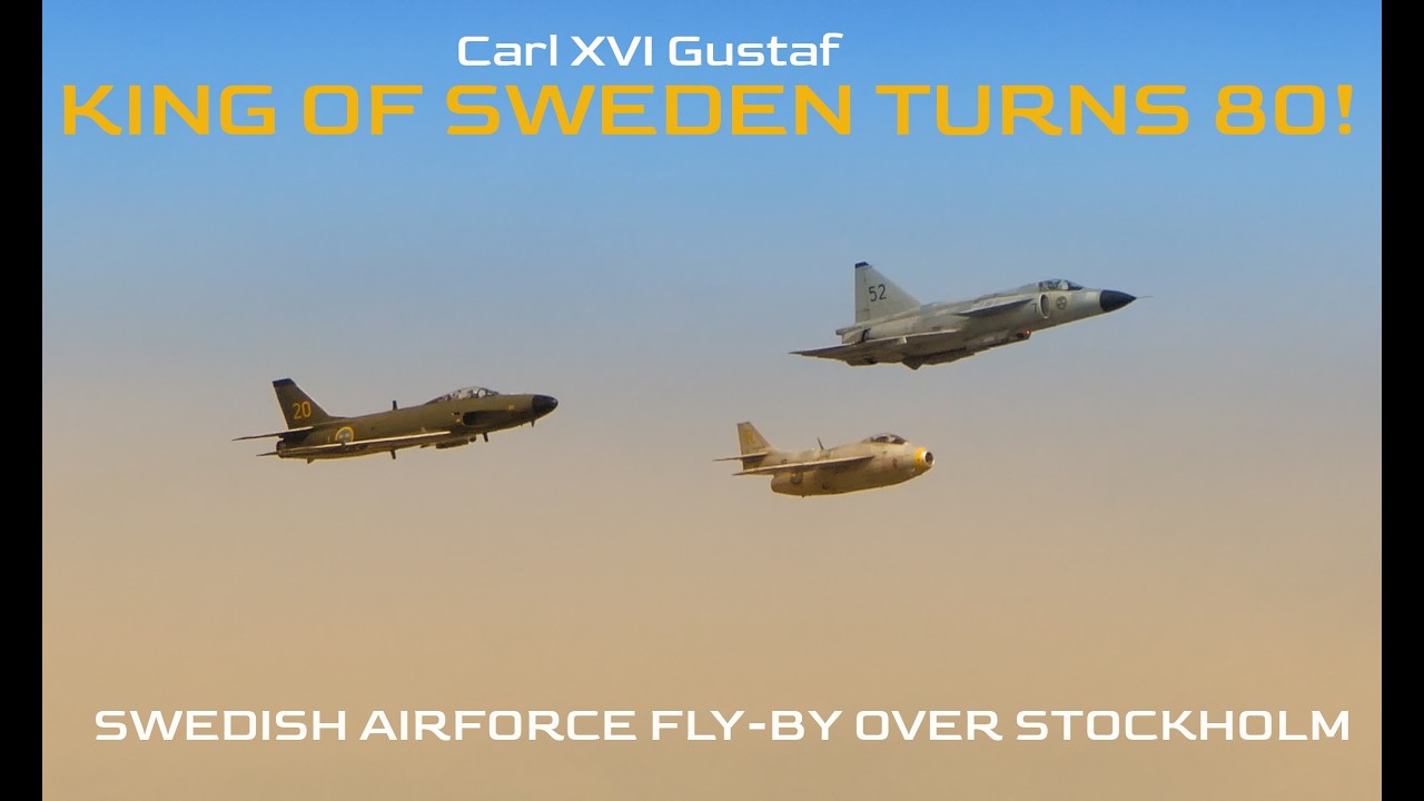 Swedish Airforce fly-by for the Swedish king celebrating 80 years!
