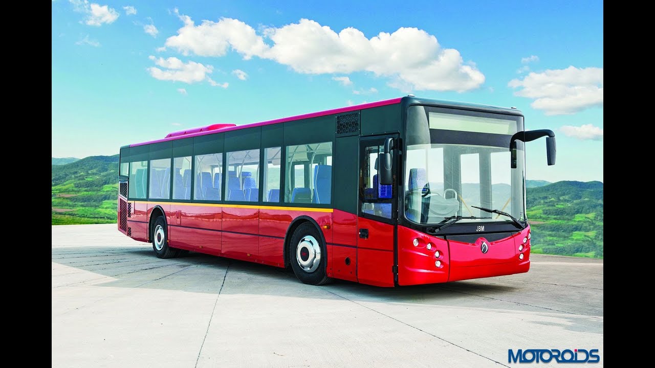 JBM CITYLIFE Low Floor Bus in Red at 2016 Auto Expo