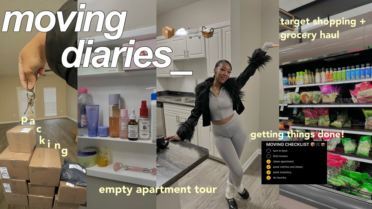 MOVING VLOG 1: Empty Apartment Tour, Packing, Target Shopping, Grocery Haul, Getting Things Done! 📦