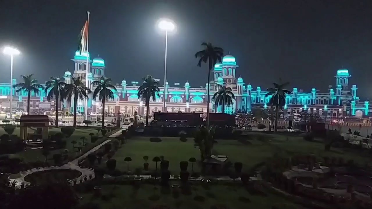 Night view of Charbagh Railway Station  Lucknow, Uttar Pradesh #lucknowtourism #cityofnawabs