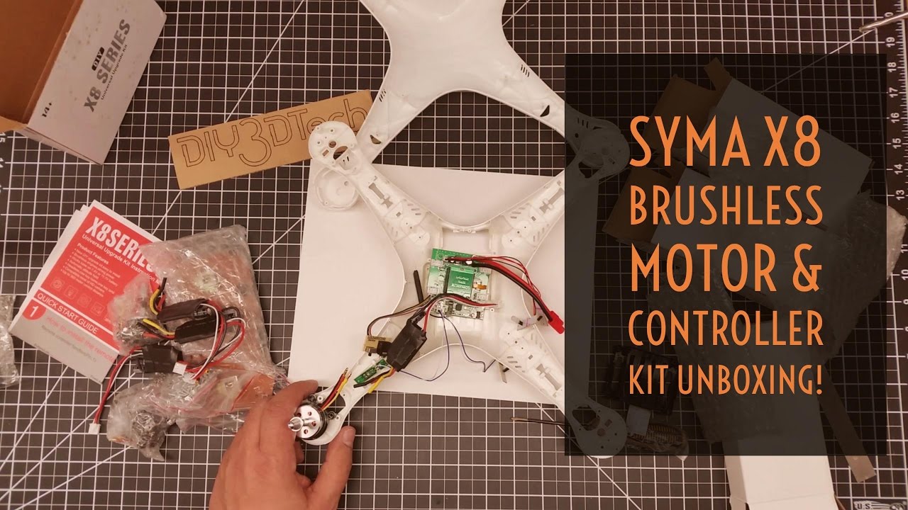 Video Drone - Syma X8 Brushless Motor and Controler Upgrade Kit Unboxing!