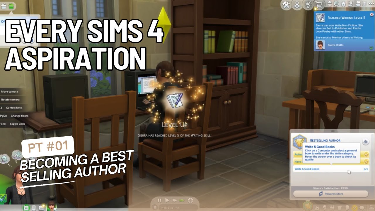 SIMS 4 LONG PLAY // No Commentary - Trying to Achieve Every Aspiration Part 1 - Best Selling Author