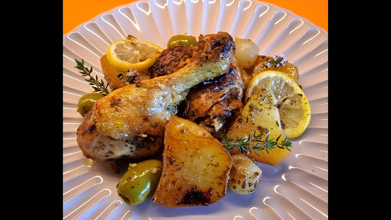 Pollastre rostit al forn amb salsa de llimona