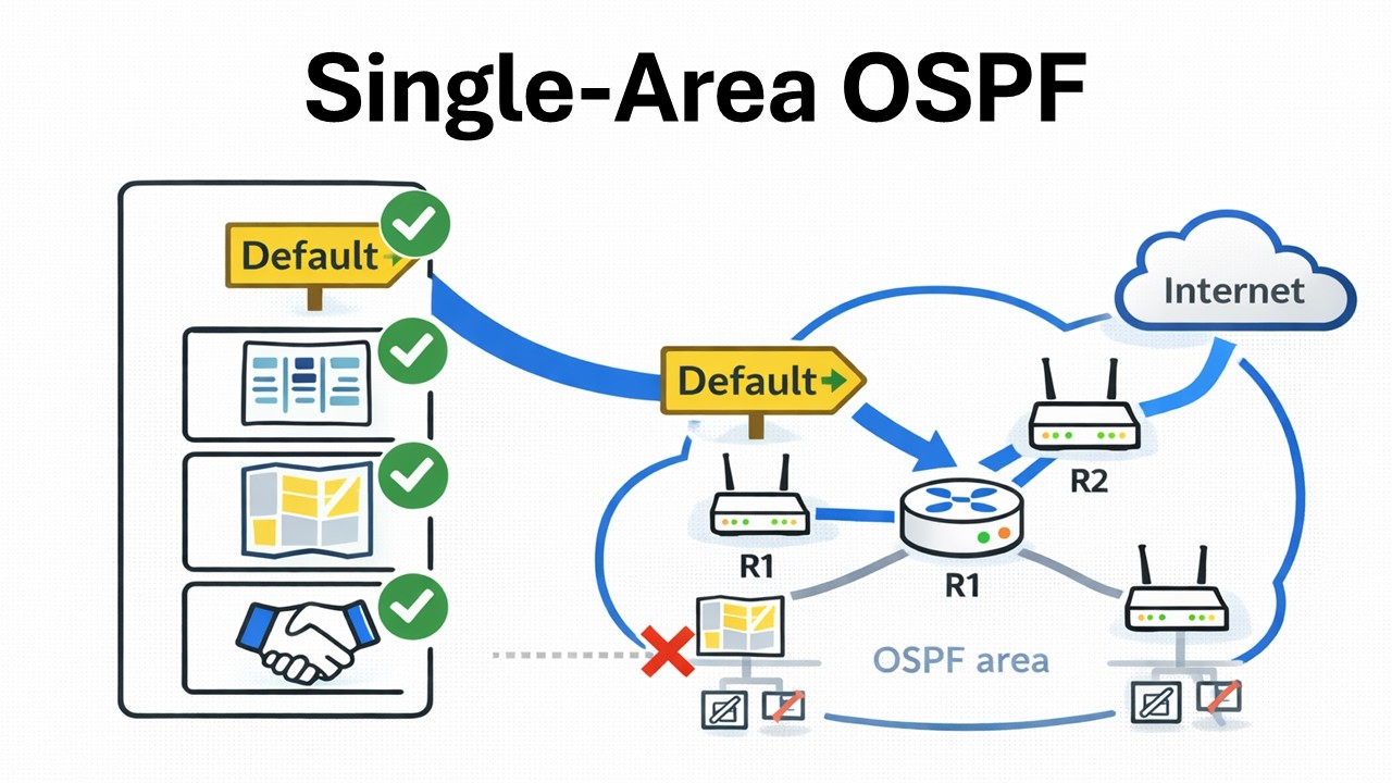 Single-Area OSPF Configuration Concepts — Enable, Default Route, Verify (CCNA 3)