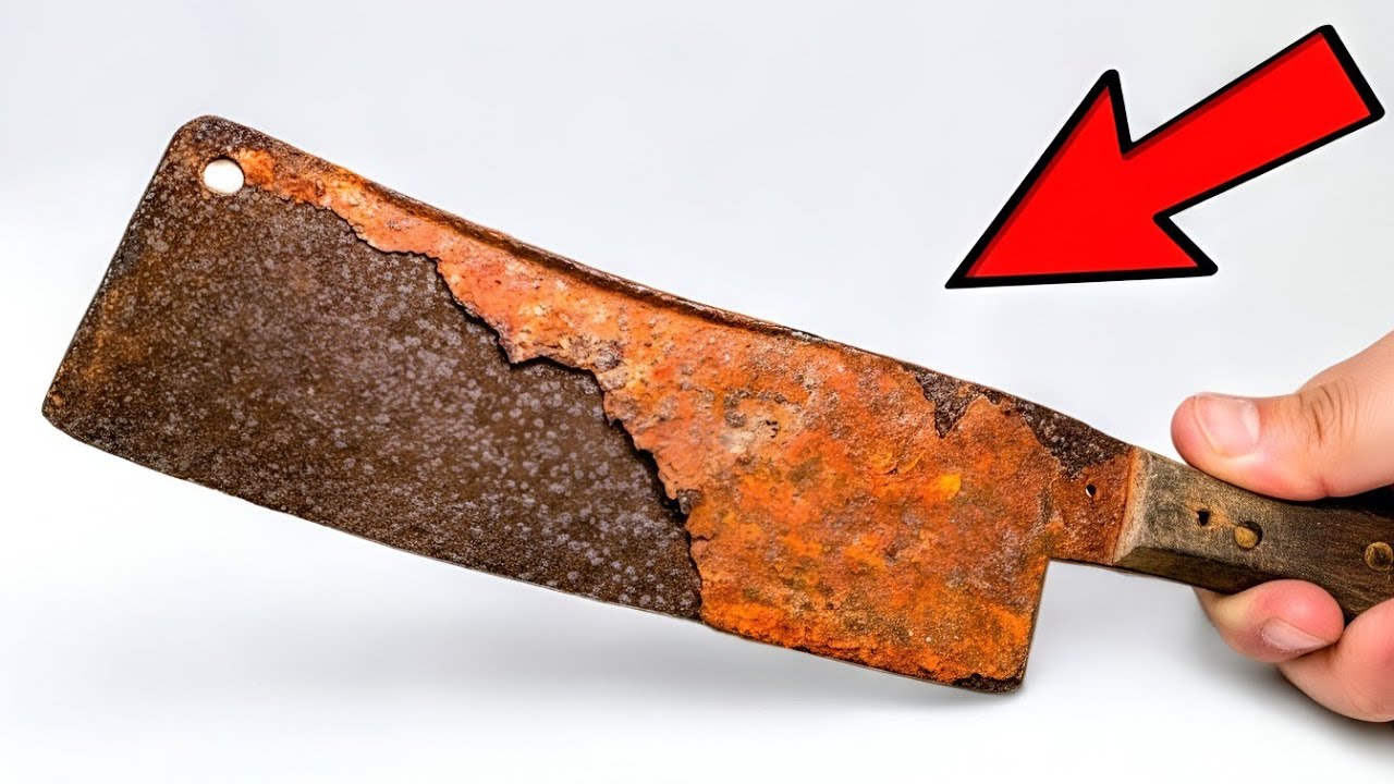 Rusty Butcher Cleaver Restoration - From Junk to Razor Sharp! | Before & After Transformation