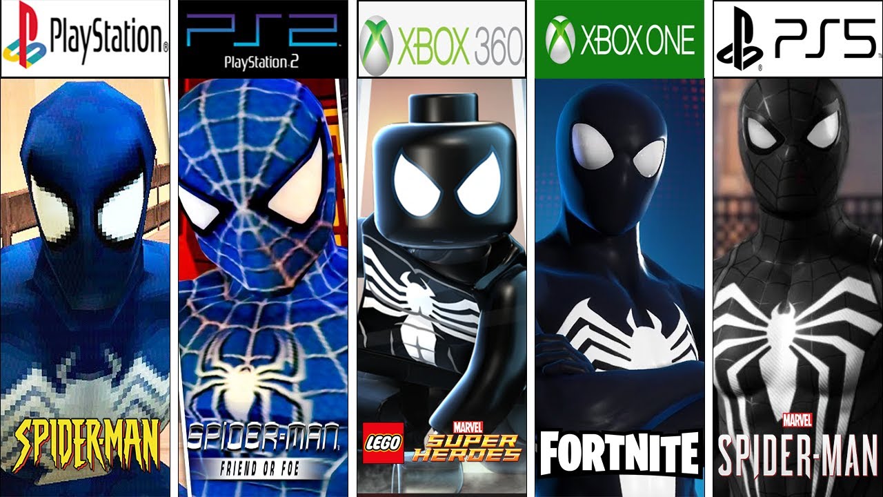 Evolution of the Black Suit in Spider-Man Games #gamehistory#evolutiongame