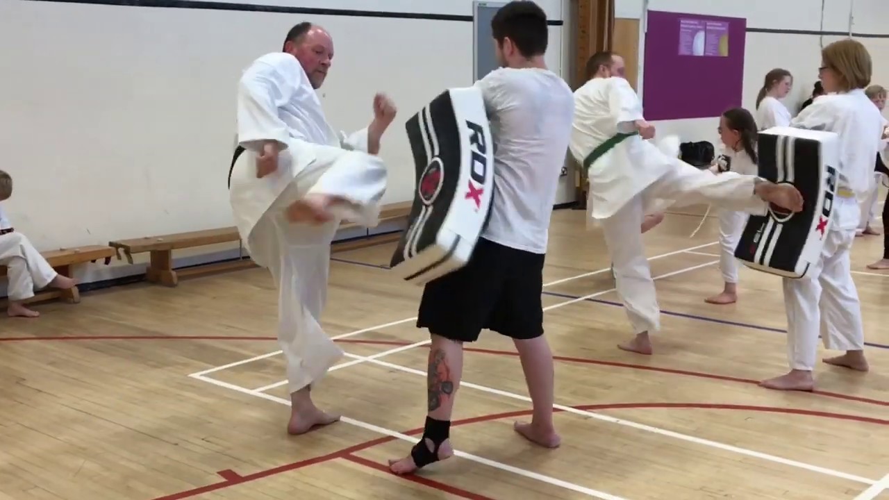 Kick Shield practice with the Adults