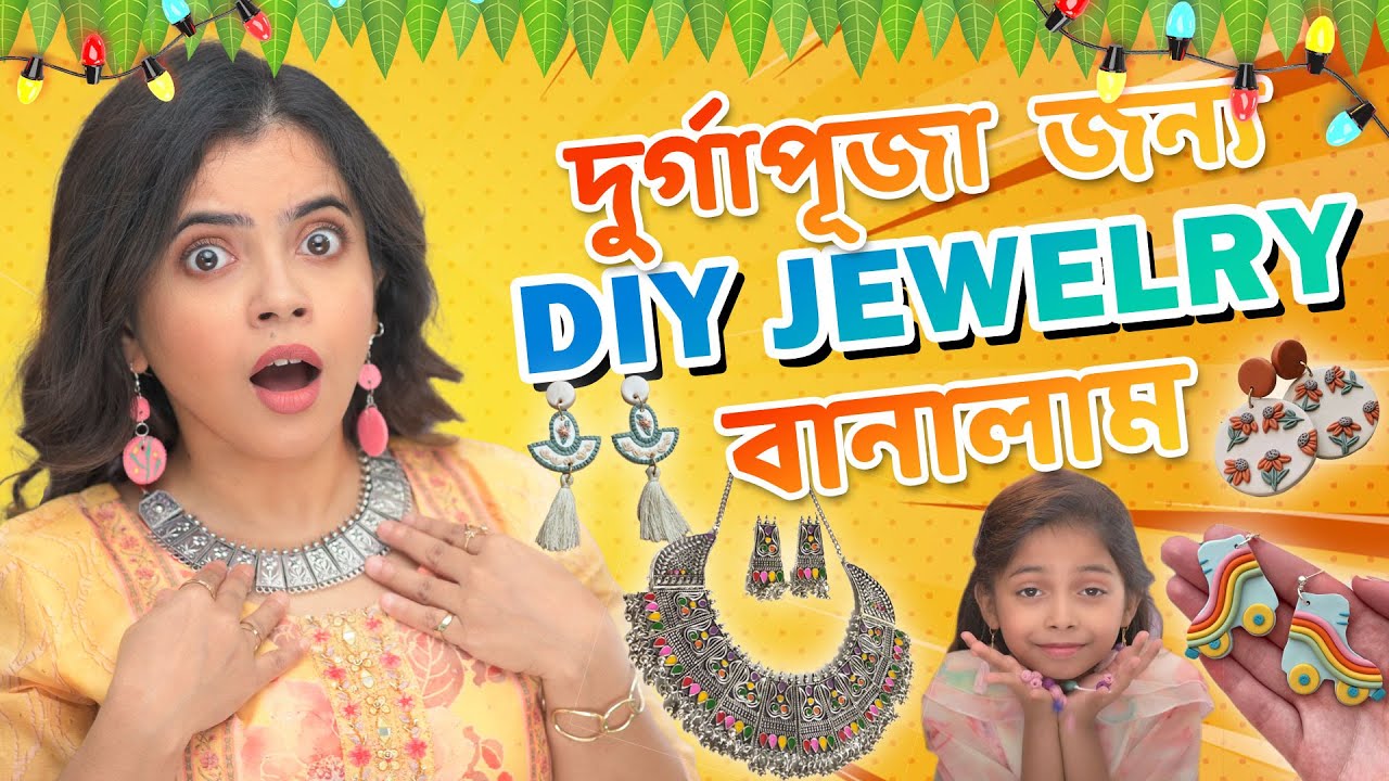 ✨DIY DURGA PUJA JEWELRY Cheap Easy Unique💍| Clay Earring, Oxidized Necklace | Wonder Munna Unplugged