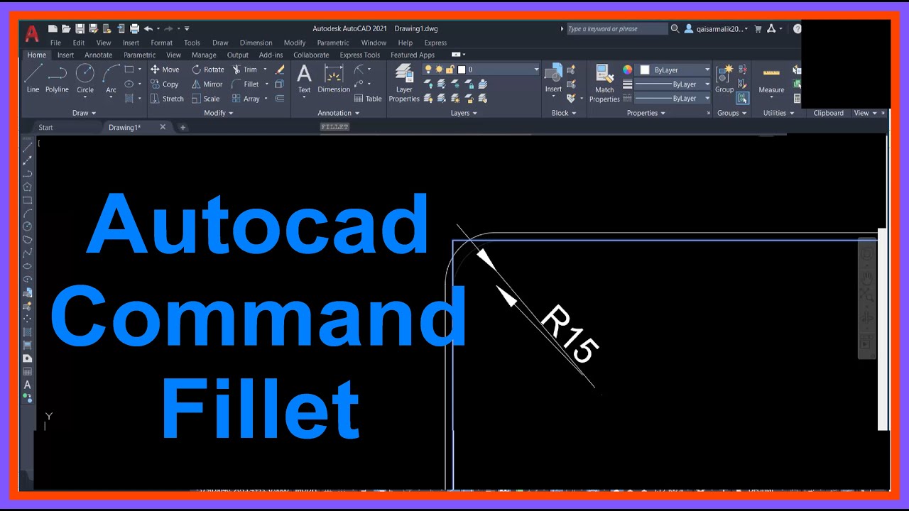 Autocad Command Fillet.