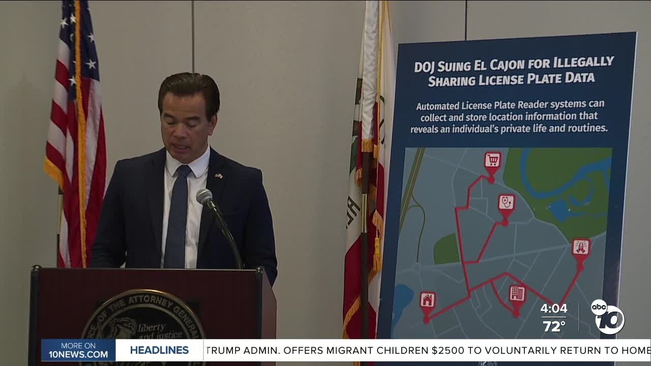State sues El Cajon over license plate data