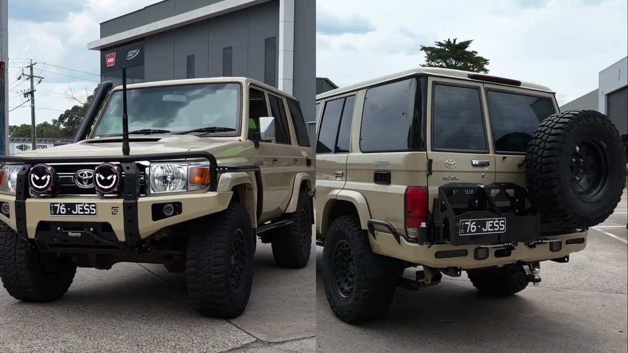 Toyota Land Cruiser 76 Series Dallas Bull Bar and Rear Bar with Wheel Carrier