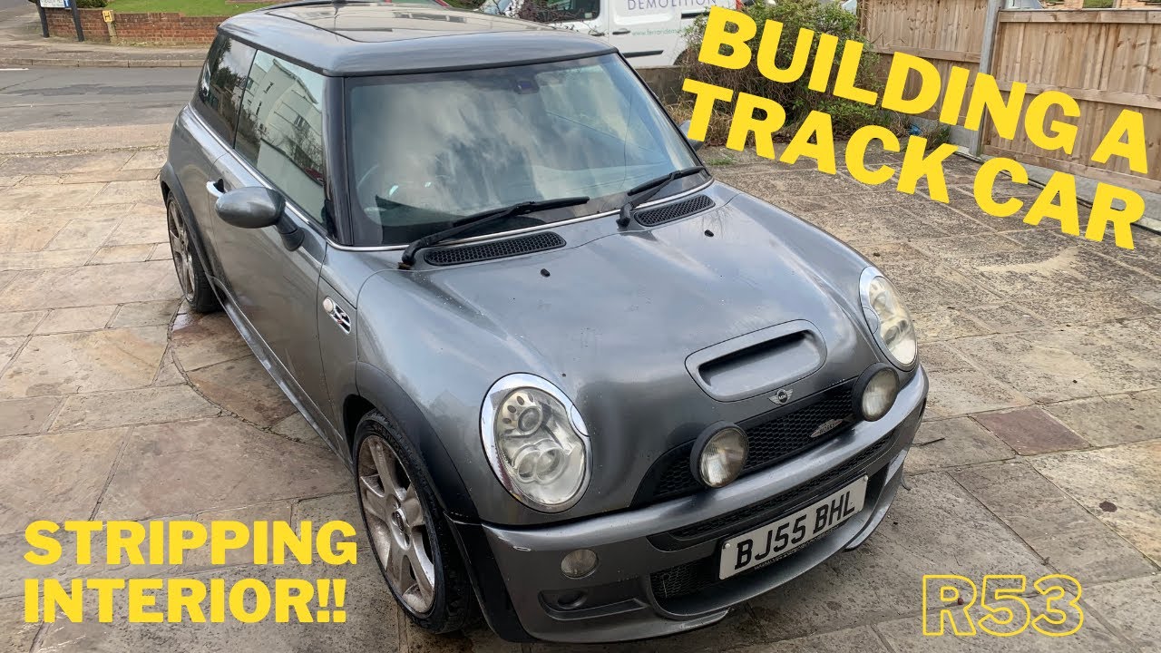 GETTING THE MINI COOPER S READY FOR TRACK    *STRIPPING INTERIOR* *TRIM PAINTING*