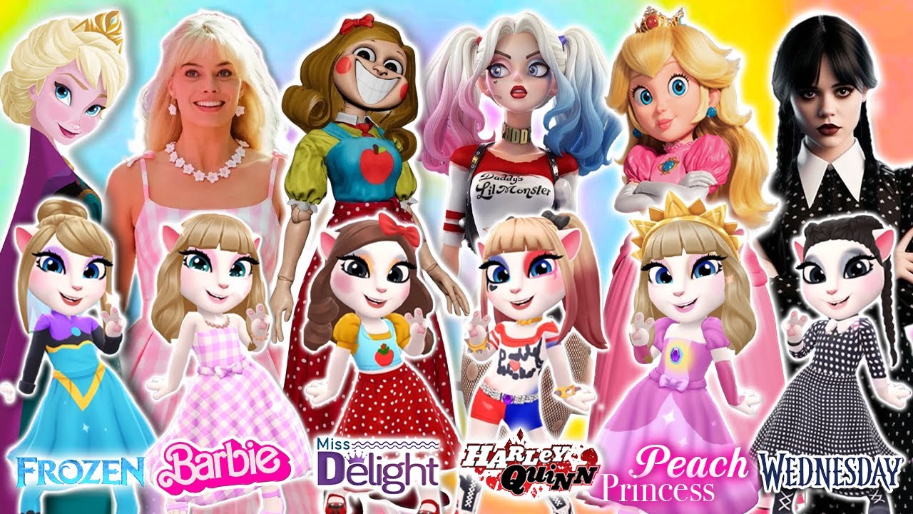 My talking Angela 2 | Miss Delight Vs Ragatha Vs Wednesday Vs Ladybug Vs Harley Quinn Vs Peach