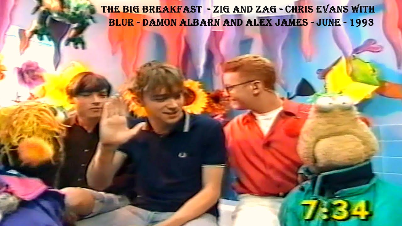 ZIG AND ZAG-THE BIG BREAKFAST- CHRIS EVANS - BLUR - DAMON ALBARN - ALEX JAMES-JUNE 1993