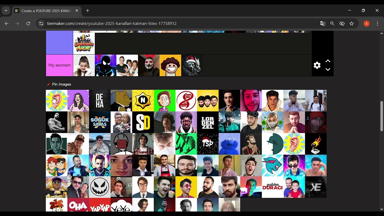 Youtube 2025 youtuberlerini sıraladım