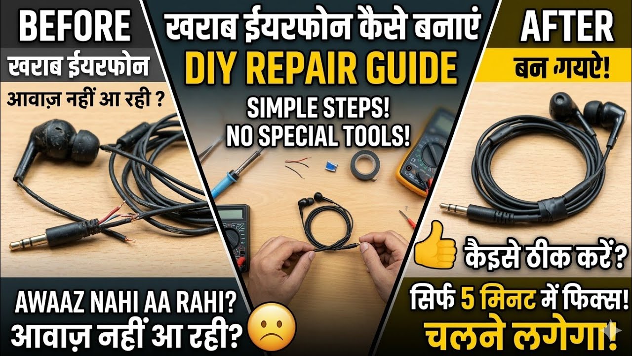 ✅  kharab earphone ko kaise banaen 💯❕ how to solve problem of earphone noise 🦠🔥 || #earphone 