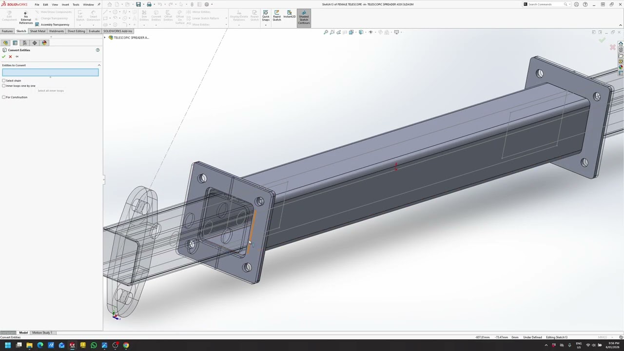 Telescopic Spreader Beam in SolidWorks – Modelling Strategy (Part 3)