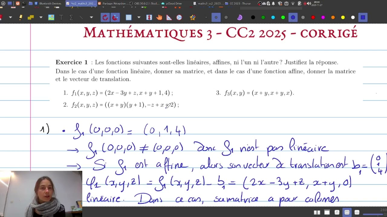 Mathématiques 3 -  CC2 2025 - Exercice 1