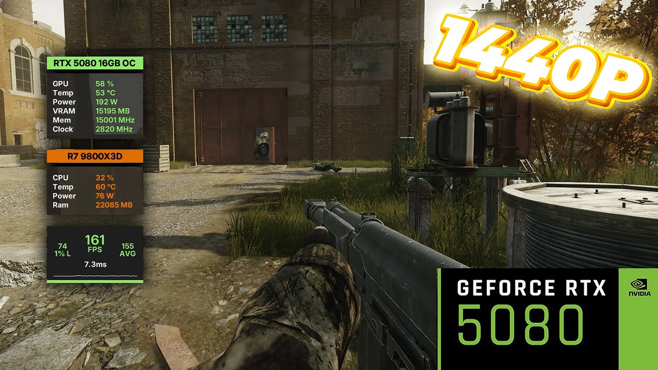 Escape from Tarkov 1.0 Customs FPS Test | RTX 5080 OC + Ryzen 7 9800X3D 1440P | 4K 60FPS