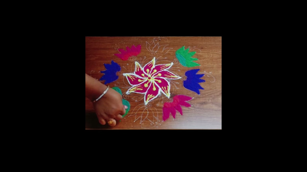 🌺❤️Easy Lotus rangoli designs 🌺❤️#beautiful rangoli designs 😘 #mugguluchukkalamuggulu #indianart#