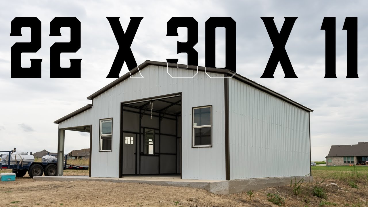 Metal Garage w/ Lean To | 22 x 30 x 11 | American Steel Carports, Inc.