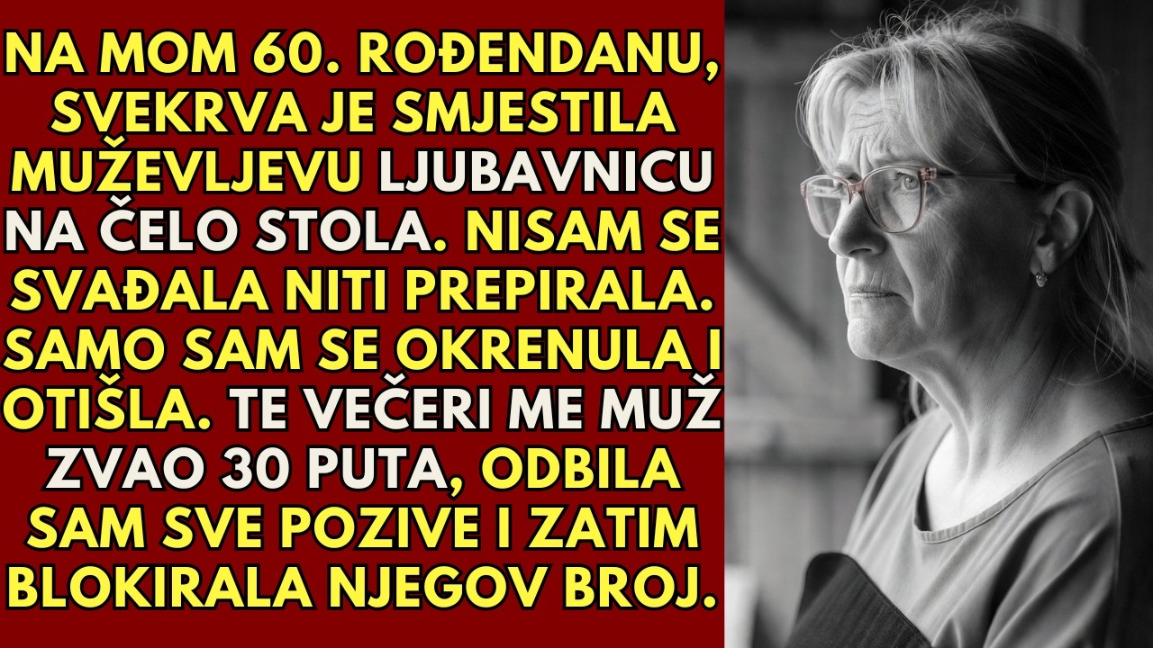 Na mojoj 60. rođendanskoj zabavi, moja svekrva je dala muževoj ljubavnici najbolje mjesto.