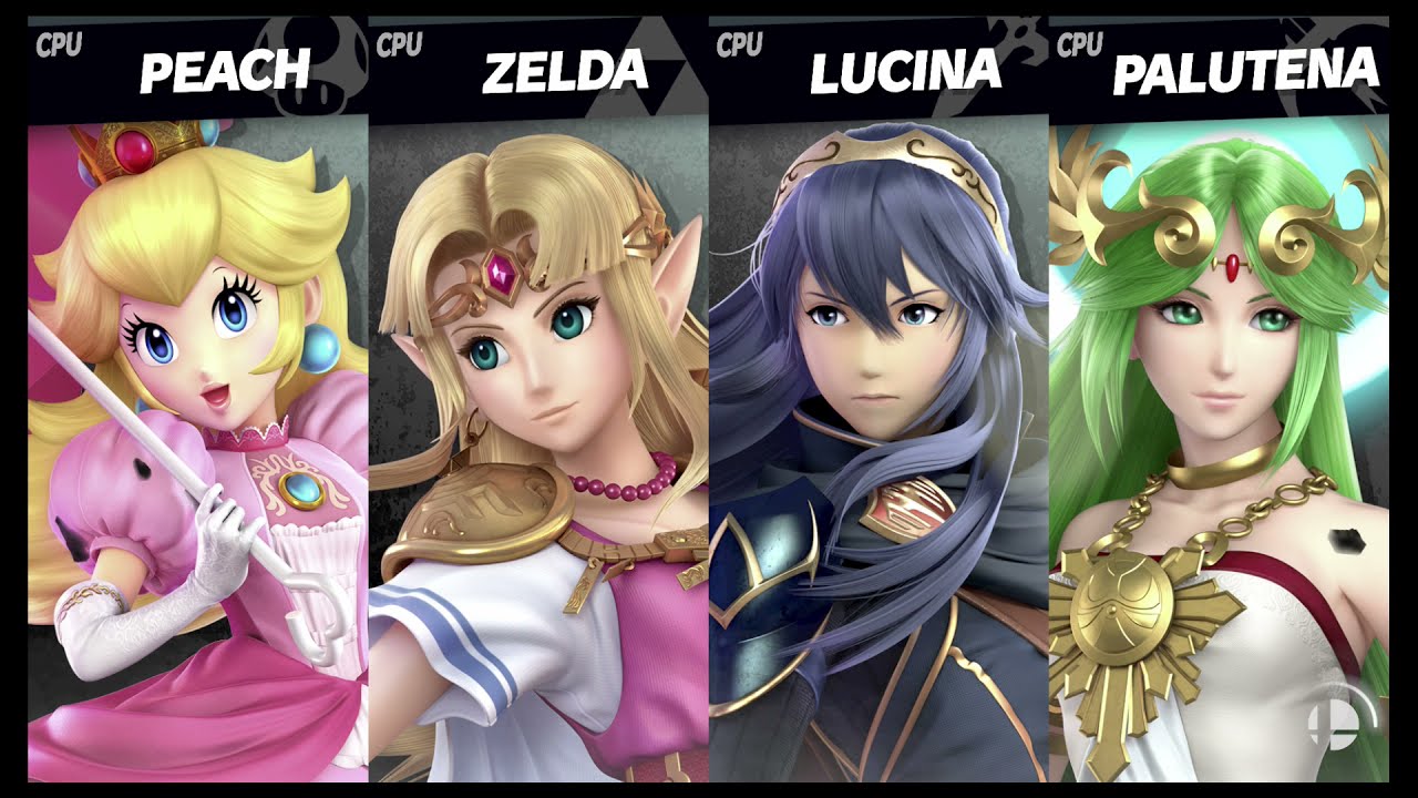 Super Smash Bros. Ultimate - Peach vs Zelda vs Lucina vs Palutena