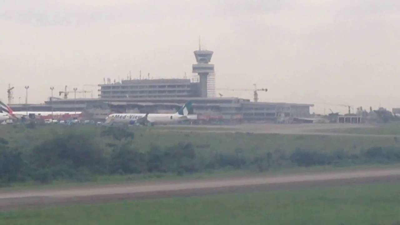 Landing at Murtala Mohammed International Airport Lagos, Nigeria.