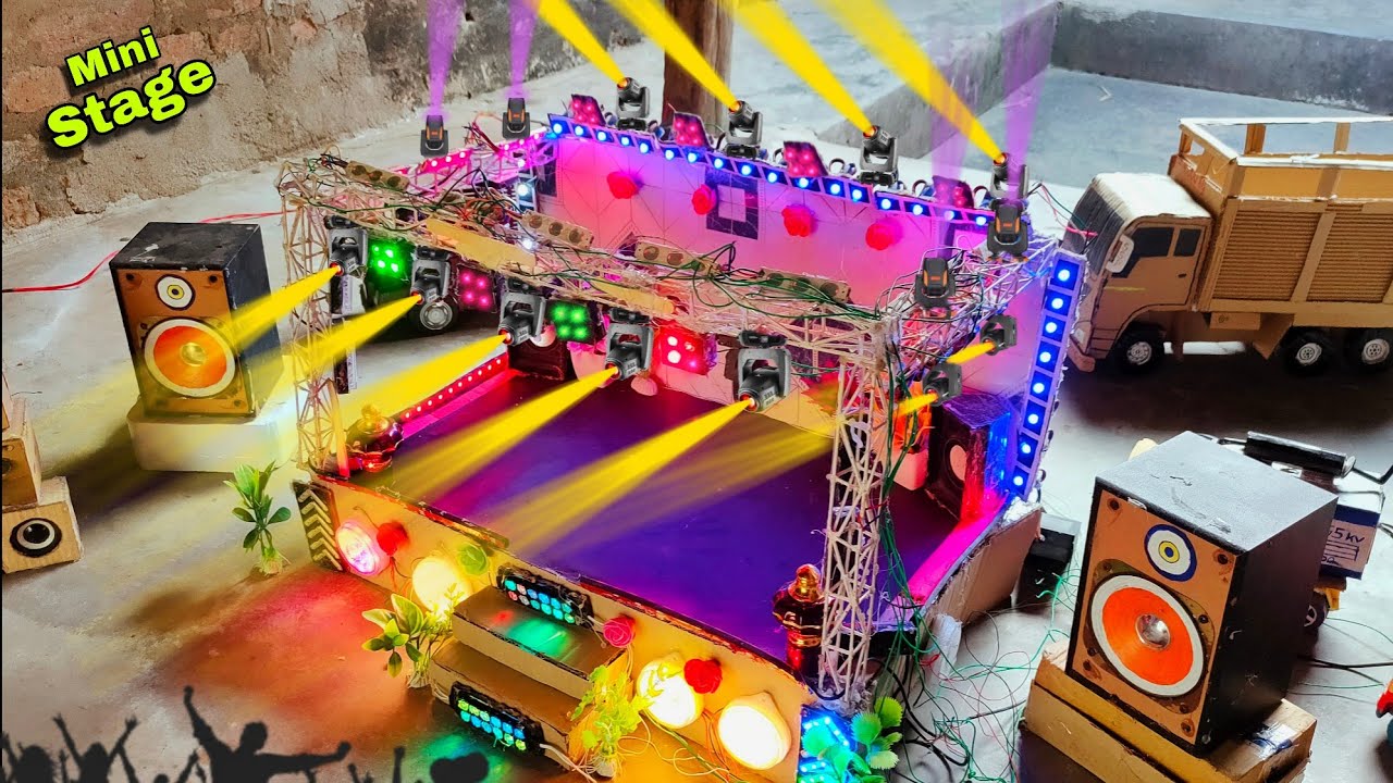 Mini stage making How to make mini stage dj truck and dj gadi light shoo dj stage program science sp